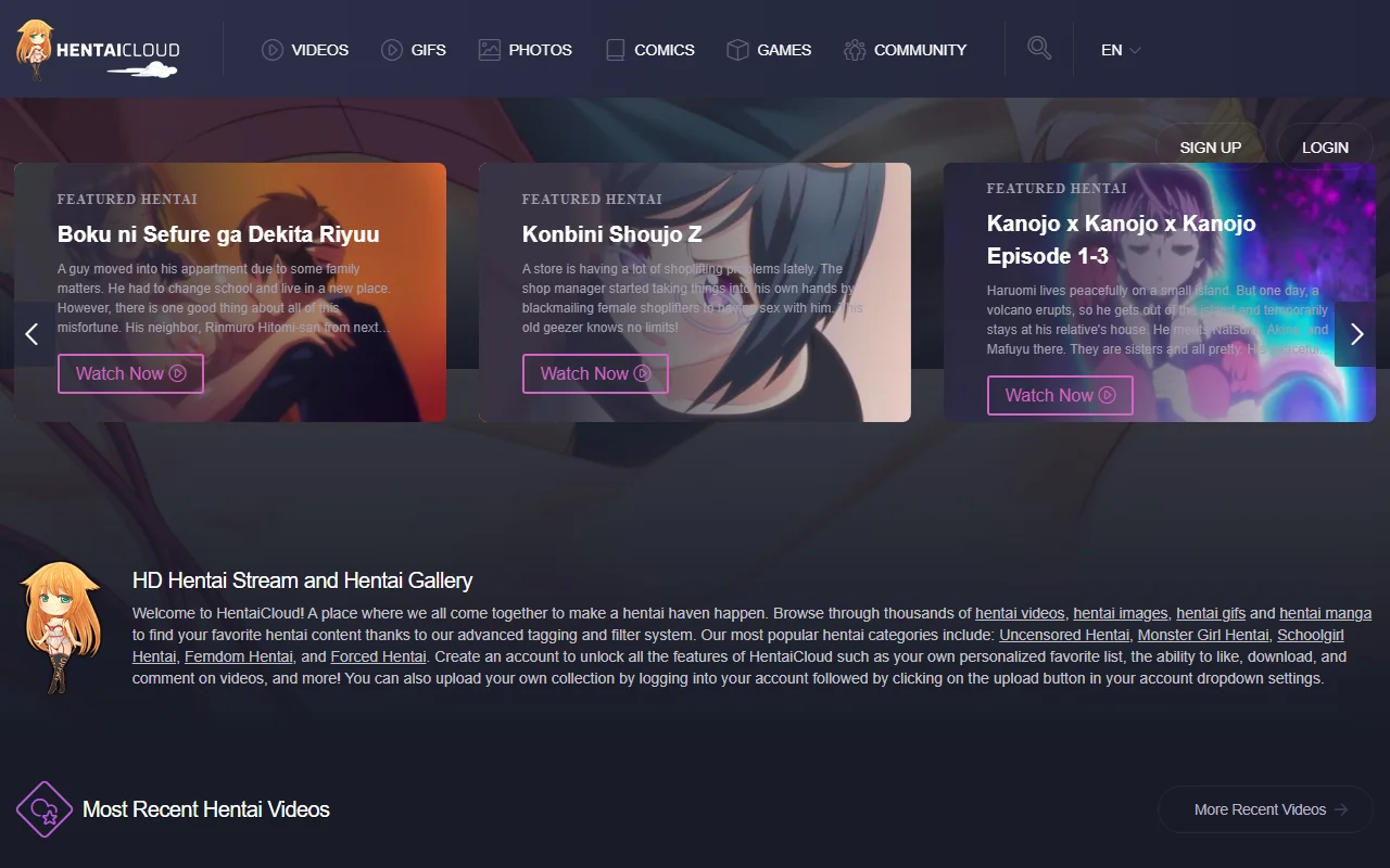 Screenshot of Hentaicloud